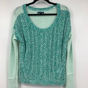 American Eagle womens small sweater pullover heathered green loose knit scoop